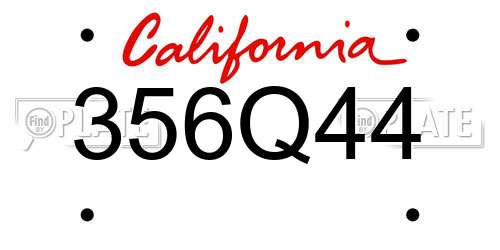 356Q44 California License Plate