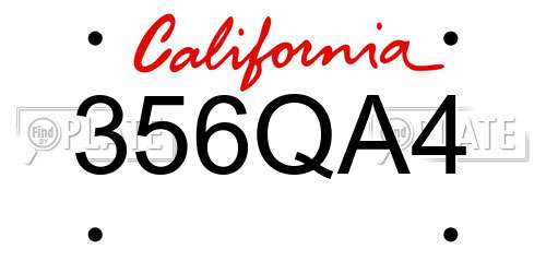 356QA4 California License Plate