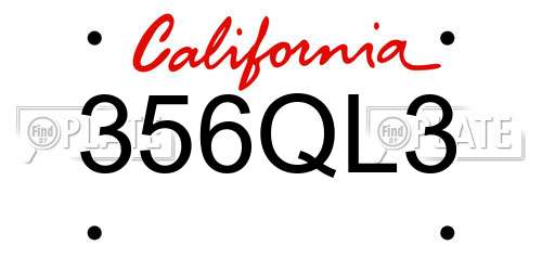 356QL3 California License Plate