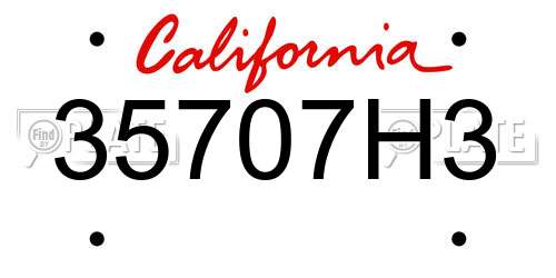 35707H3 California License Plate