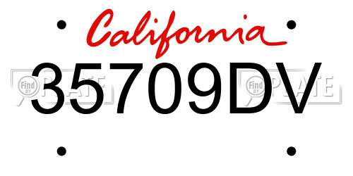 35709DV California License Plate
