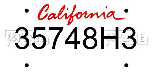 35748H3 California License Plate
