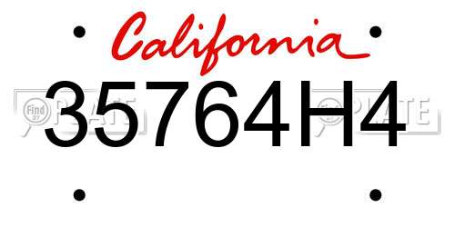 35764H4 California License Plate