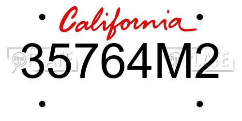 35764M2 California License Plate