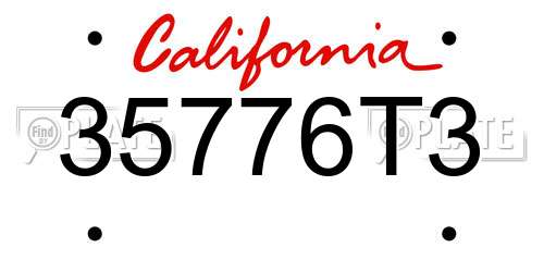 35776T3 California License Plate