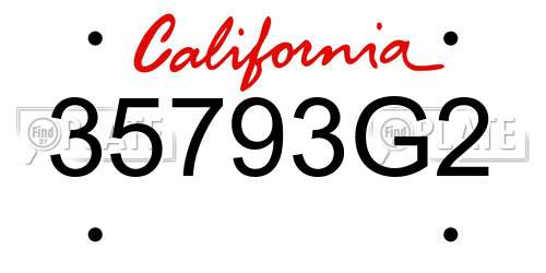 35793G2 California License Plate