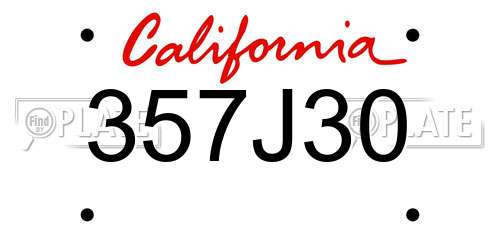 357J30 California License Plate