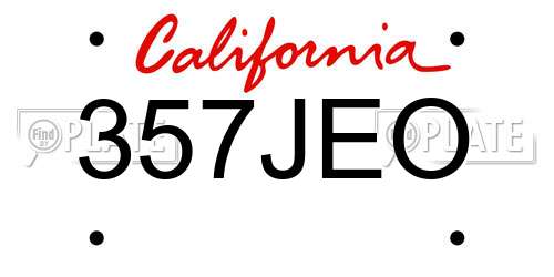 357JEO California License Plate