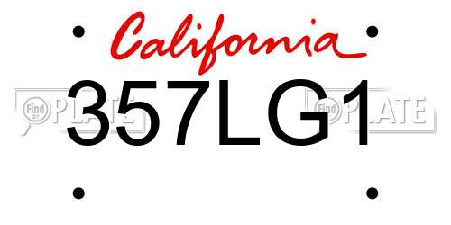 357LG1 California License Plate