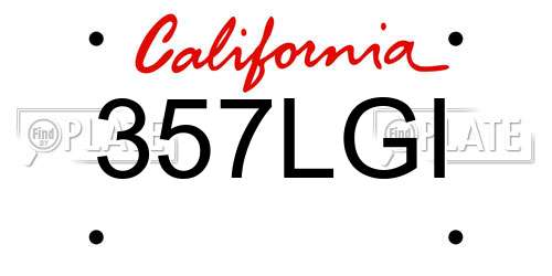 357LGI California License Plate