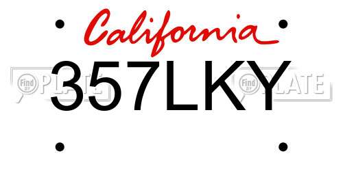 357LKY California License Plate