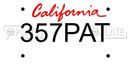 357PAT California License Plate