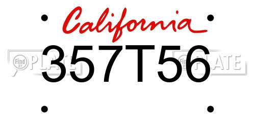 357T56 California License Plate