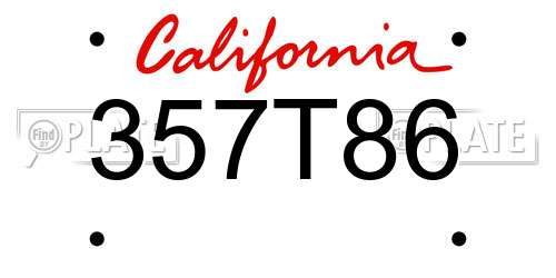357T86 California License Plate