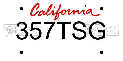 357TSG California License Plate