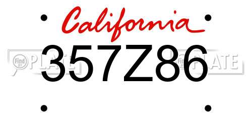 357Z86 California License Plate