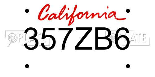 357ZB6 California License Plate