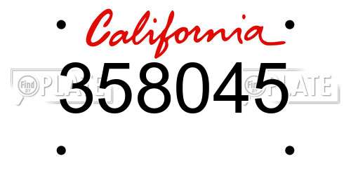 358045 California License Plate