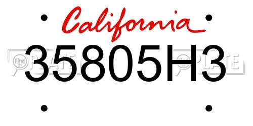 35805H3 California License Plate