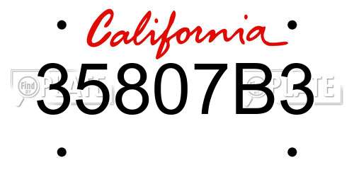35807B3 California License Plate