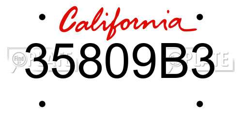 35809B3 California License Plate