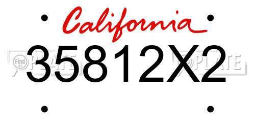 35812X2 California License Plate