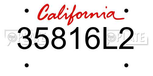 35816L2 California License Plate