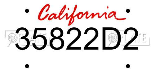 35822D2 California License Plate