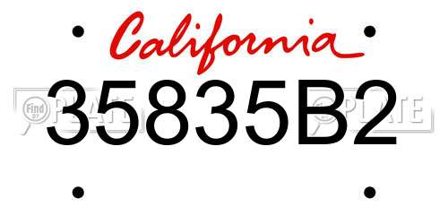 35835B2 California License Plate
