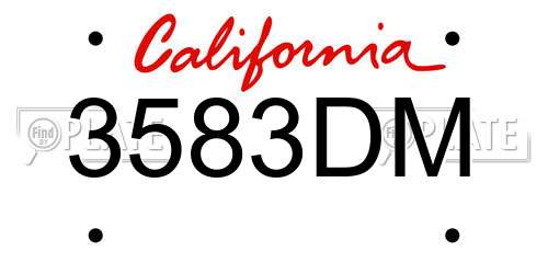 3583DM California License Plate