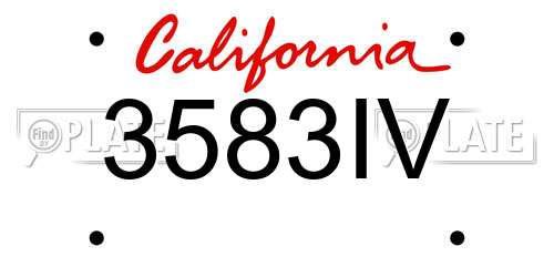 3583IV California License Plate
