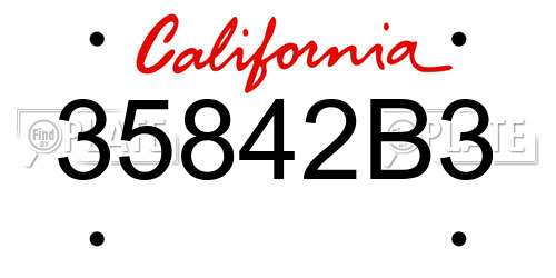 35842B3 California License Plate