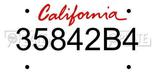 35842B4 California License Plate