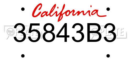 35843B3 California License Plate
