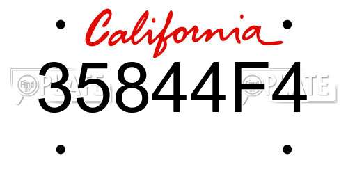 35844F4 California License Plate