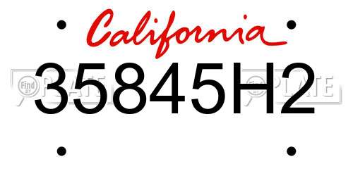 35845H2 California License Plate