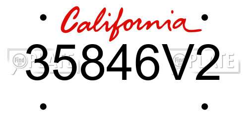 35846V2 California License Plate