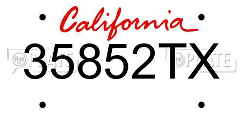 35852TX California License Plate
