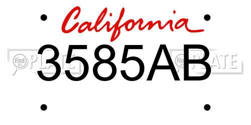 3585AB California License Plate