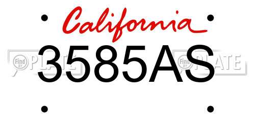 3585AS California License Plate