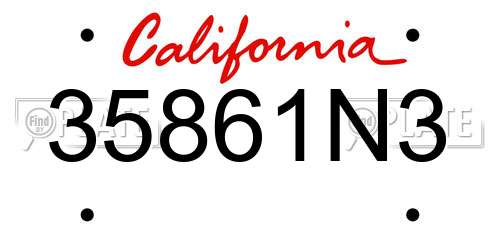 35861N3 California License Plate