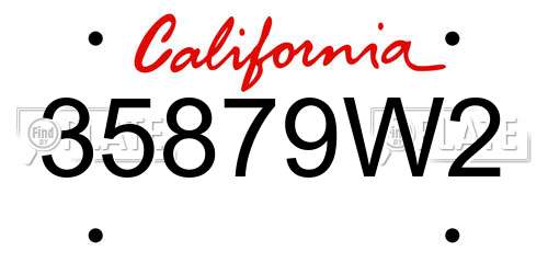 35879W2 California License Plate