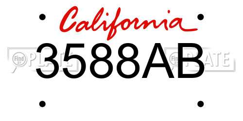 3588AB California License Plate