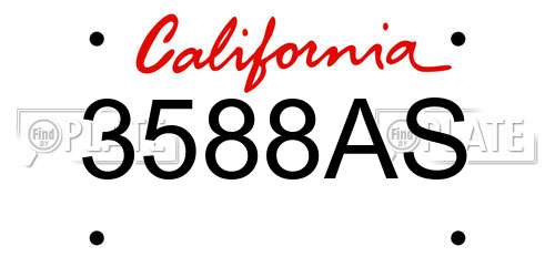 3588AS California License Plate
