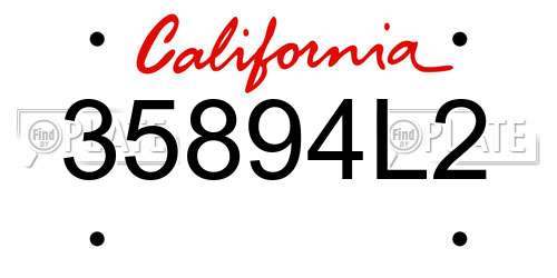 35894L2 California License Plate