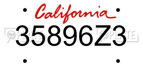 35896Z3 California License Plate