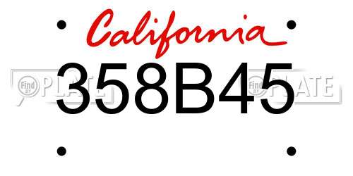 358B45 California License Plate