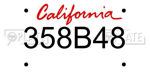 358B48 California License Plate