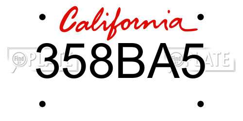358BA5 California License Plate