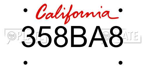 358BA8 California License Plate